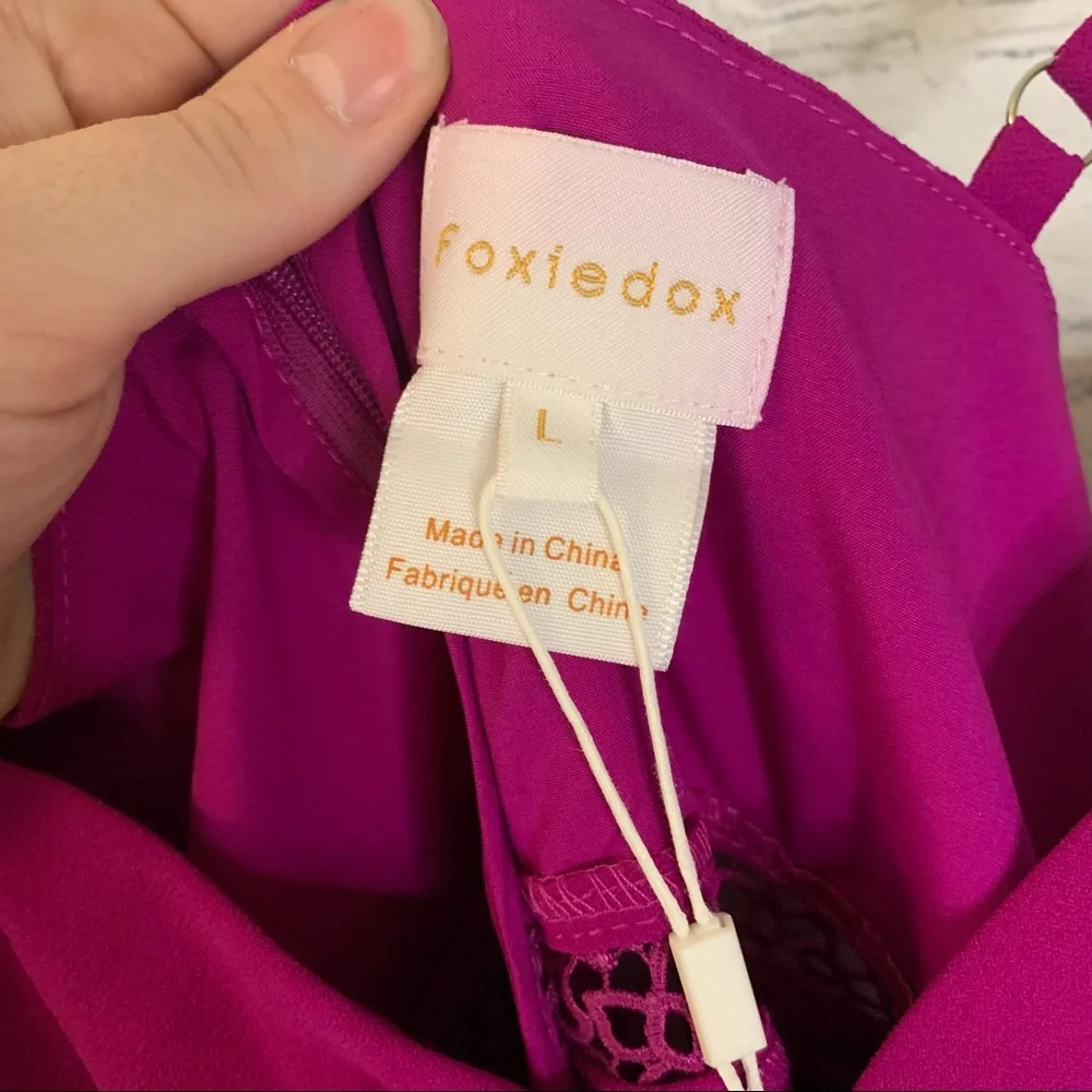 Foxiedox Iris Lace Inset Cocktail Sheath Dress Purple Size Large NWT - Picture 12 of 15
